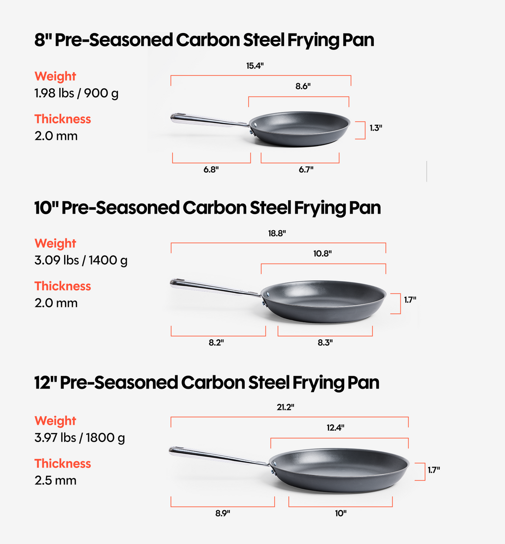 10" + 12" Pre-Seasoned Carbon Steel Frying Pan